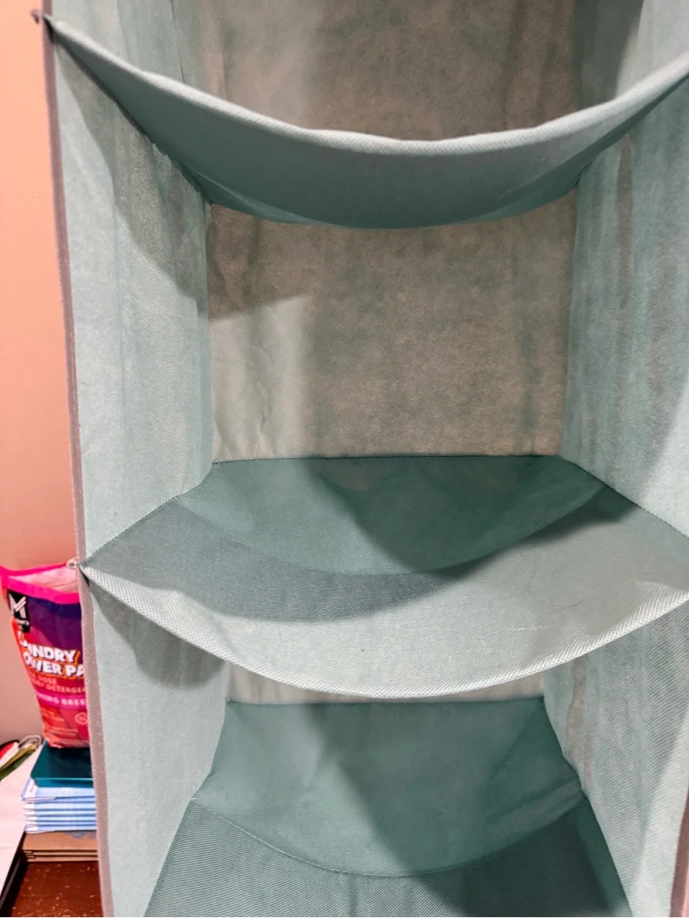 Fabric Hanging Organizer - Teal Over-the-Rod Storage